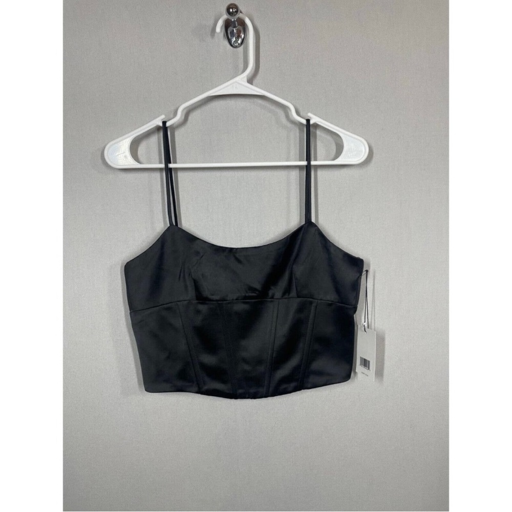 Jason Wu Crop Top Womens M Satin Bustier Black Trendy
